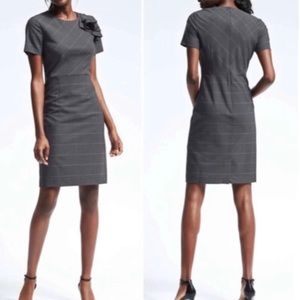 Banana Republic Window Pane Shoulder Ruffle Dress